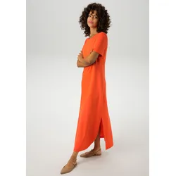 Maxikleid ANISTON CASUAL, Damen, Gr. 44, N-Gr, orange, Jersey, Obermaterial: 47% Polyester, 47% Viskose, 6% Elasthan, unifarben, casual, figurumspielend knöchelfrei, Rundhals, Kleider, mit Seitenschlitzen - NEUE KOLLEKTION