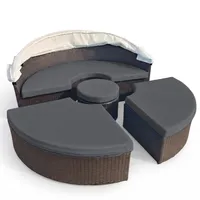 Generisch 190.5 cm, 5-teiliges Ersatzkissen Für Den Außenbereich, Liegepolsterbezug Für Sonneninsel Rund, Tagesbett, Sonnenbett, Rattan-Sofa-Kissenbezug (Dark Gray,Size 3-Center Circle 23.5")