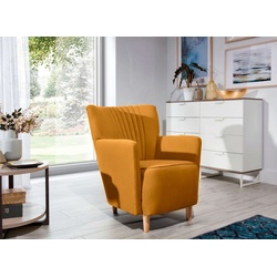 Stylefy Sessel Sono (Armlehnensessel), gepolstert, mit Armlehnen und Rückenlehne, frei im Raum stellbar, Schaumstoff T28 und HR 35, Skandinavisch Design gelb