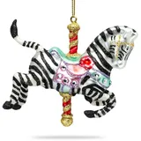 SIKORA Karussell Zebra Christbaumschmuck Glas Figur Weihnachtsbaum Anhänger