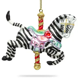 SIKORA Karussell Zebra Christbaumschmuck Glas Figur Weihnachtsbaum Anhänger