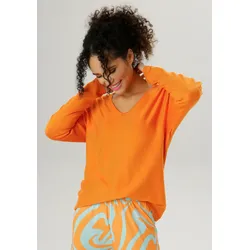 V-Ausschnitt-Pullover, im Oversize-Look, Gr. 36, orange, , 64840503-36