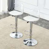 Deux Chaises À Pied Réglables : Dossier Transparent, Pieds Métalliques En Argent. La Hauteur De La Chaise Peut Être Ajustée Entre 82 Et 104 Cm. La Chaise Peut Également Pivoter Sur 360°. Numéro De Sér