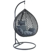 RAMROXX Hängesessel Style XXL Korb Gestell Schwarz mit Relaxkissen Grau