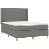 vidaXL Boxspringbett mit Matratze Dunkelgrau 140x200 cm Stoff