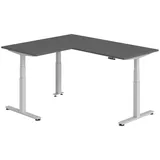 bümö Eckschreibtisch graphit, silber Holzwerkstoff, Nachbildung, Rechteckig, 180x74x160 cm FSC Mix, Arbeitszimmer, Schreibtische, Eckschreibtische