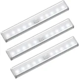 3er-pack Led-schrankleuchten Mit Bewegungsmelder, 10 Kabellose Led-strahler, Led-schrankleuchten, Batteriebetriebene Led-beleuchtung Mit Magnetstreifen, Nachtlicht Für Kinder, E-crezuo
