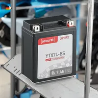 Accurat Motorradbatterie YTX7L-BS 7Ah 130A 12V Starter Batterie mit AGM-VRLA Technologie: rüttelfest robust wartungsfrei