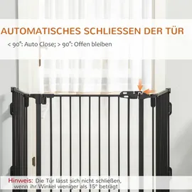 PawHut Hunde Absperrgitter Türschutzgitter mit Tür klappbar Schwarz 202,5 cm