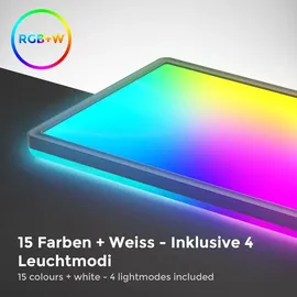 B.K.Licht LED Panel dimmbar flach Deckenleuchte 58x20cm Lampe, RGB+W Farbwechsel 22W schwarz