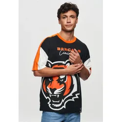T-Shirt RECOVERED "NFL Bengals Cincinnati Cut and Sew Oversized", Herren, Gr. M, schwarz, 100% Baumwolle, bedruckt, casual, normal, Rundhals, Kurzarm, Shirts, für alle Fans der Cincinnati Bengals