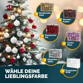 CASARIA CASARIA® Weihnachtskugeln 100tlg Ø 3-6cm Kunststoff matt glänzend Christbaumkugeln Weihnachtsbaumkugeln Weihnachtsdeko Weiß