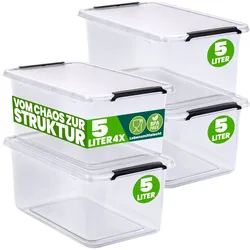Aufbewahrungsbox Transparent 4er-Set 30x20x12cm 5L stapelbar