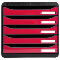 Exacompta Schubladenbox Big-Box Plus himbeer 3097284D, DIN A4 mit 5 Schubladen, 1 St.