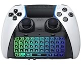 TiMOVO RGB Hintergrundbeleuchtung Tastatur für PS5 Dualsense Edge Controller, Kabellos PS5 Edge Bluetooth Chatpad, Mini PS5 Edge Tastatur mit Integriertem Lautsprecher & 3,5 mm Audiobuchse, Schwarz