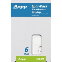 Kopp 117913080 Europa Schutzkontakt-Steckdosen mit erhöhtem Berührungsschutz, 6-er Profi-Pack