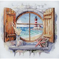 Stickbild "Fenster zum Meer", 27 x 26 cm