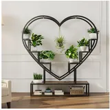 FUROKOY Blumenständer Pflanzenständer Pflanzenregal Blumenregal Outdoor Indoor, 3 Etagen,herzförmig, für Balkon Deko Garten Wohnzimmer braun