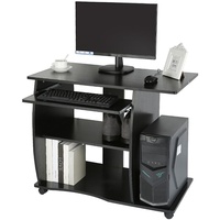 WYCTIN Schreibtisch Bürotisch mit Rollen, Computertisch Arbeitstisch PC-Tisch mit herausziehbare Tastaturauszug Ablage
