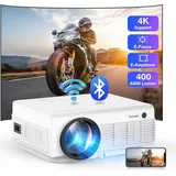 Projektor Native 1080P Full HD, 10000 Lumen Mini-LED-Projektor 4K-Unterstützung, Heimkino-Projektor kompatibel mit TV-Stick, Smartphone & Tablet - Weiß