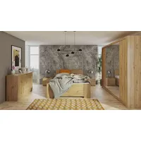 99rooms Mela Schlafzimmerset III Eiche Artisan Hochglanz 220 cm