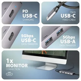 AXAGON HMC-5H60 | USB-C 5Gbps, 5in1 Hub, 2x USB-A, 1x USB-C, (HMC-5H60)
