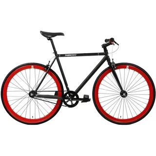 FabricBike Original Fixed Gear Bike, 28 Zoll (71 cm), Fixed Gear Fahrrad, Single Speed, Hi-Ten Stahlrahmen, 10,45 kg (Größe M) (Matte Black & Red, M-53 cm)