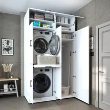 roomartstore.de DORA Waschmaschinenschrank 230 x 130 x 74 cm Weiß