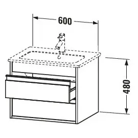 Duravit Waschtischunterschrank 2 Auszüge 60 x 48 x 47,5 cm Betongrau Matt