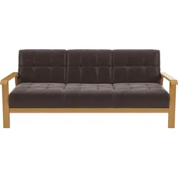 3-Sitzer SIT & MORE "Billund", braun, B:199cm H:88cm T:106cm, 100% Polyester, Sofas, Armlehnen aus eichefarbigem Buchenholz, verschiedene Bezüge und Farben