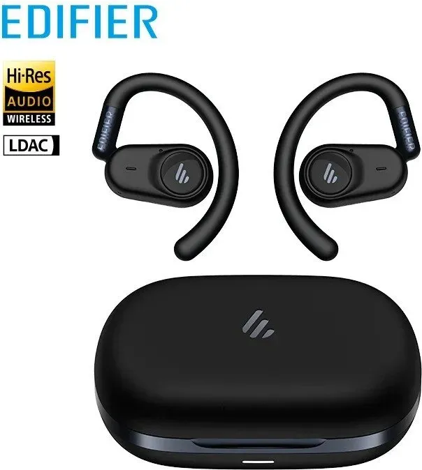 EDIFIER A6 Open-Ear-Kopfhörer, kabellose Bluetooth 5.4-Ohrhörer, LDAC Hi-Res-Audio, AI Clear Calls, verstellbare Ohrbügel, 40 Stunden Wiedergabezeit, Schnellladung, Multi-Point-Verbindung, IP55, Schwarz