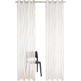 OTTO home Gardine OTTO HOME "Dimona" Gr. 5, beige (creme, schoko), B:140cm H:265cm, Voile, Polyester, Gardinen, Gardine, 2-er Set, transparent, Voile, Polyester, Wellen
