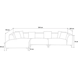 Home Deluxe Ecksofa Torino - Farbe: Beige, Ausführung: Links - 344 x 74 x 178 cm I Samtsofa, Sofa, Wohnlandschaft