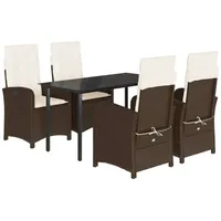 VidaXL 5-tlg. Garten-Essgruppe mit Kissen Braun Poly Rattan