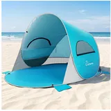 Wolfwise Kuppelzelt Strandmuschel Pop-Up Zelt mit UV-Schutz 50+, 2-4 Personen Strandzelt, Personen: 4 blau 240 cm