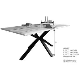 Main Möbel Epoxidharz Esstisch 200x100cm "Chicago" Wildeiche massiv - Schwarz