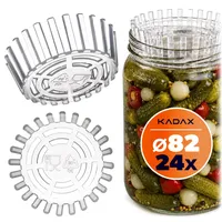 Kadax Fermentiergewichte – 24er Set | Gärhilfe fi 82 mm mit Netz für TO82-Einmachgläser | Kunststoff Fermentier-Einsatz für Sauerkraut, Kimchi & Gurken | lebensmittelecht
