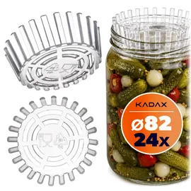 Kadax Fermentiergewichte – 24er Set | Gärhilfe fi 82 mm mit Netz für TO82-Einmachgläser | Kunststoff Fermentier-Einsatz für Sauerkraut, Kimchi & Gurken | lebensmittelecht