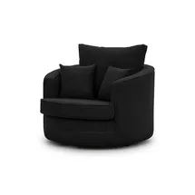 S-Style Drehsessel Ted Cord 107 x 94 x 0 cm Schwarz drehbar mit Kissen