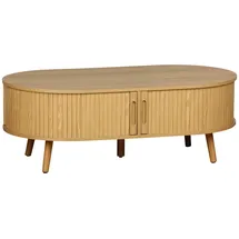 sweeek Skandinavischer Couchtisch mit Geriffeltm Holzlook, und 2 Schiebetüren - sweeek