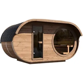 Weka Design Oval Saunahaus Keila mit Thermoholz - 28/42 mm Thermoholz Ohne Ofen