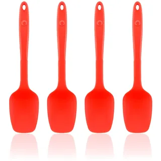 Kochblume Flexlöffel S 4er Set | Premium-Silikon & BPA frei| Hitzebeständig | Spülmaschinenfest | Farbe: rot