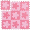 10037471_1359 Puzzlematte Blumen-Muster, 9 Teile, Eva-Schaumstoff, schadstofffrei, Spielunterlage 91,5 x 91,5cm, rosa-pink