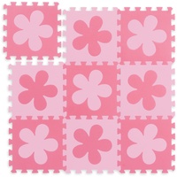 Relaxdays 10037471_1359 Puzzlematte Blumen-Muster, rosa