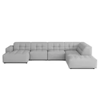 Emoebel24 Ecksofa U-form rechts 364x262x70 cm modular Sofa Bergi Grau - Grau