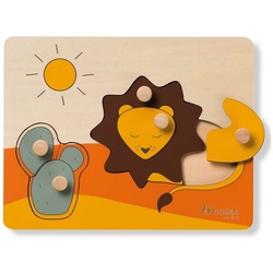 Hauck Steckpuzzle Puzzle N Sort - Lion / Löwe, Puzzleteile, Holz Puzzle für Baby Greifpuzzle für Kinder (ab 1 Jahr) bunt