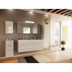 Badmöbelset PersepolisXL 5-teilig Spiegelschrank Seiten Hoch & Midischrank weiss