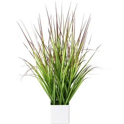 Kunstgras CREATIV GREEN "Blutgras", grün (grün, rot), B:15cm H:61cm, Kunststoff, Kunstpflanzen, im weißen Kunststofftopf