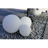 Trango LED Gartenleuchte, 3er Set 253040WB IP65 Gartenkugel in Weiß matt mit 25/30/40cm Durchmesser *SNOW* Kugelleuchte inkl. je 1x 4-5 Watt E27 LED Leuchtmittel & je ca. 5 Meter IP44 Kabel, Gartenleuchte, Leuchtkugel
