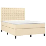 vidaXL Boxspringbett mit Matratze & LED Creme 140x200 cm Stoff